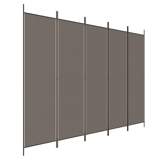Kamerscherm met 5 panelen 250x220 cm stof antracietkleurig