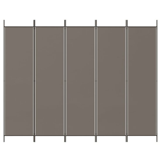 Kamerscherm met 5 panelen 250x220 cm stof antracietkleurig