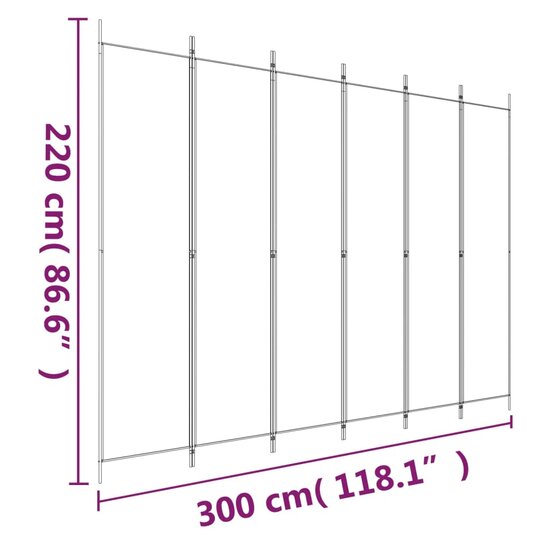 Kamerscherm Met 6 Panelen Stof Kleurig Antraciet 300 x 220 cm