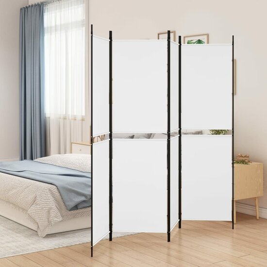 Kamerscherm Met 4 Panelen Stof Wit 200 x 180 cm