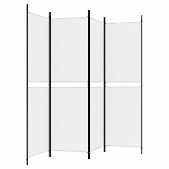 Kamerscherm Met 4 Panelen Stof Wit 200 x 180 cm