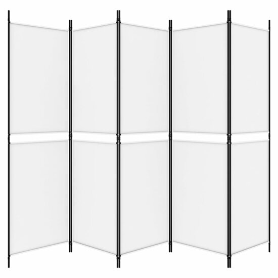 Kamerscherm met 5 panelen 250x180 cm stof wit