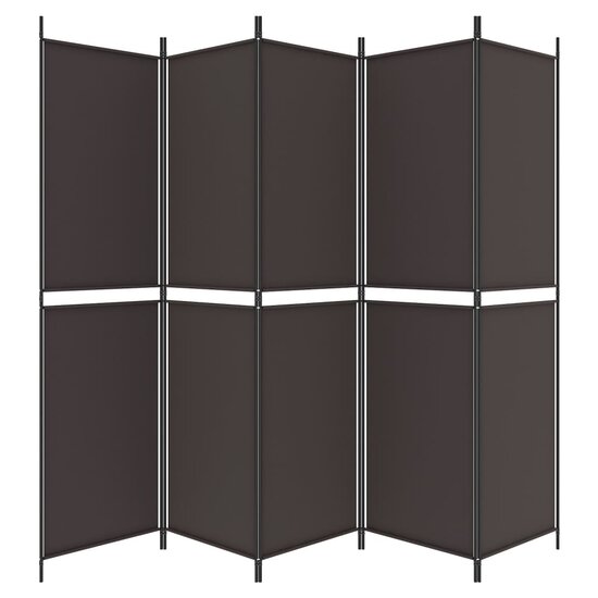 Kamerscherm met 5 panelen 250x200 cm stof bruin