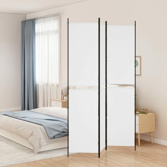 Kamerscherm Met 3 Panelen Stof Wit 150 x 220 cm