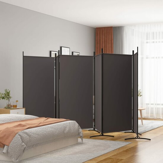 Kamerscherm met 6 panelen 520x180 cm stof bruin