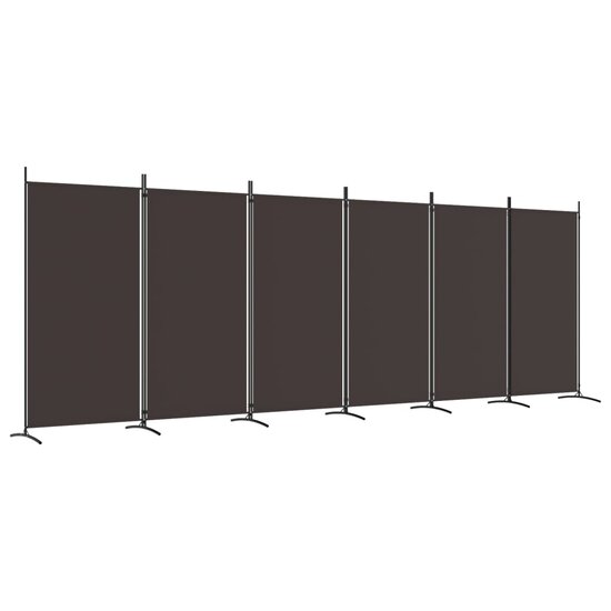 Kamerscherm met 6 panelen 520x180 cm stof bruin
