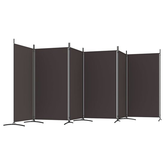Kamerscherm met 6 panelen 520x180 cm stof bruin