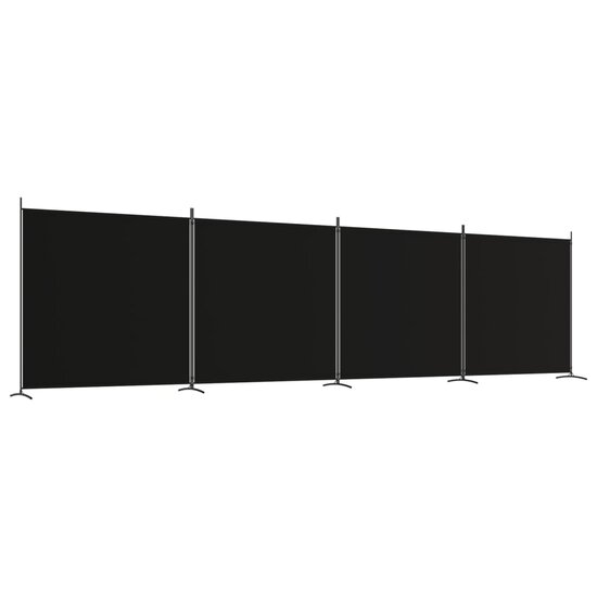 Kamerscherm met 4 panelen 698x180 cm stof zwart