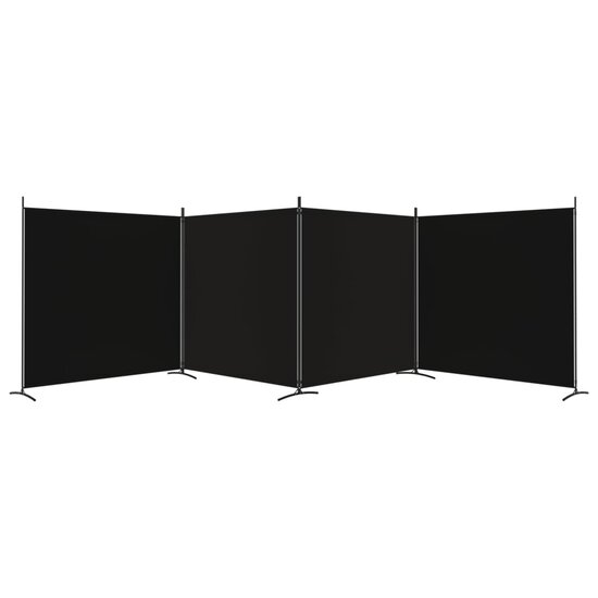 Kamerscherm met 4 panelen 698x180 cm stof zwart