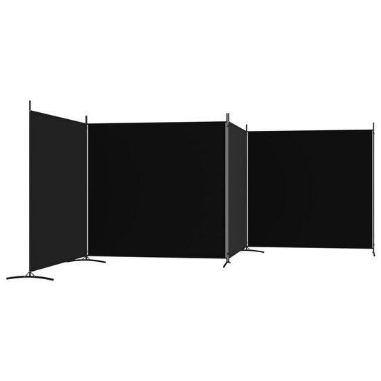 Kamerscherm met 4 panelen 698x180 cm stof zwart