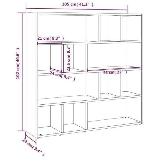 Boekenkast/Kamerscherm 105X24X102 Cm Wit
