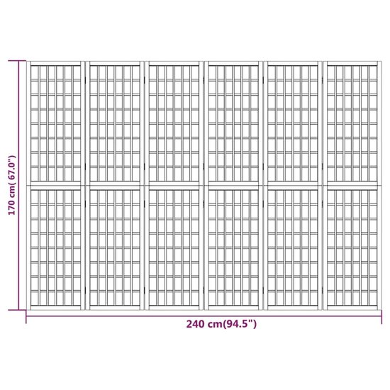 Kamerscherm Inklapbaar 6 Panelen Japanse Stijl 240 x 170 cm