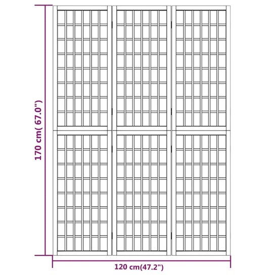 Kamerscherm Inklapbaar 3 Panelen Japanse Stijl 120 x 170 cm