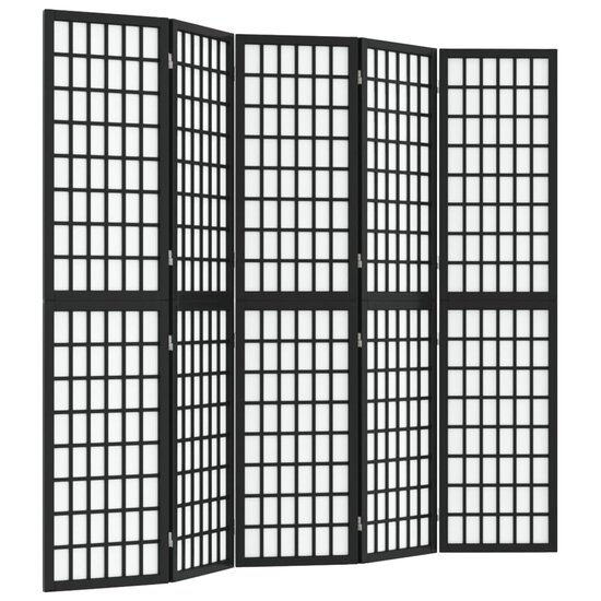 Kamerscherm inklapbaar 5 panelen Japanse stijl 200x170 cm zwart