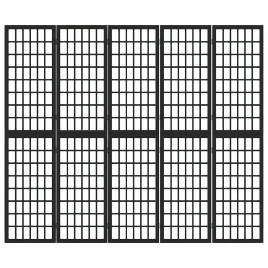Kamerscherm inklapbaar 5 panelen Japanse stijl 200x170 cm zwart