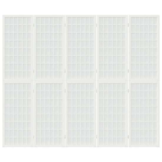 Kamerscherm inklapbaar 5 panelen Japanse stijl 200x170 cm wit