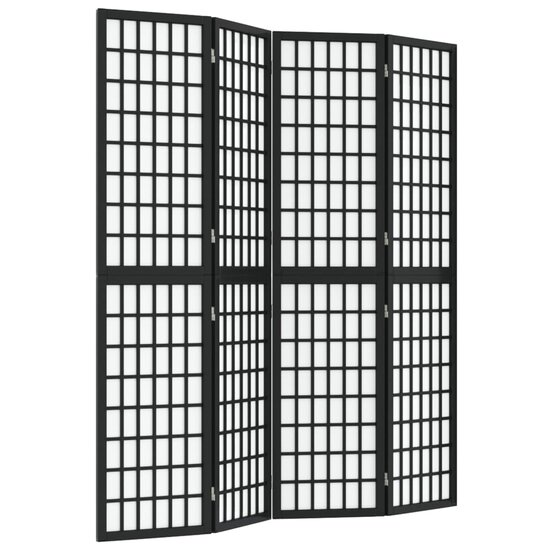 Kamerscherm inklapbaar 4 panelen Japanse stijl 160x170 cm zwart