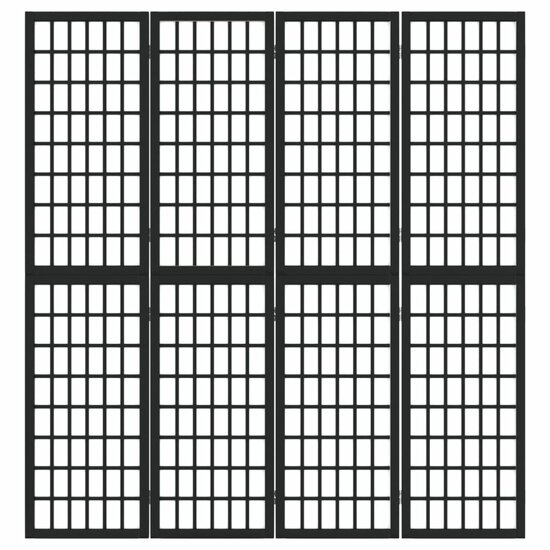 Kamerscherm inklapbaar 4 panelen Japanse stijl 160x170 cm zwart