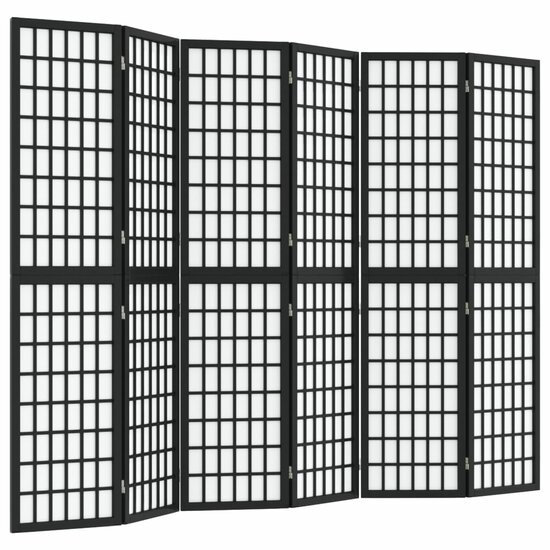 Kamerscherm inklapbaar 6 panelen Japanse stijl 240x170 cm zwart