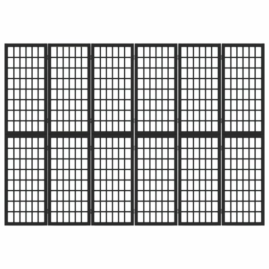 Kamerscherm inklapbaar 6 panelen Japanse stijl 240x170 cm zwart