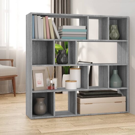 Boekenkast/Kamerscherm 105X24X102 Cm Eikenkleurig Grijs sonoma