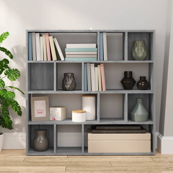 Boekenkast/Kamerscherm 105X24X102 Cm Eikenkleurig Grijs sonoma