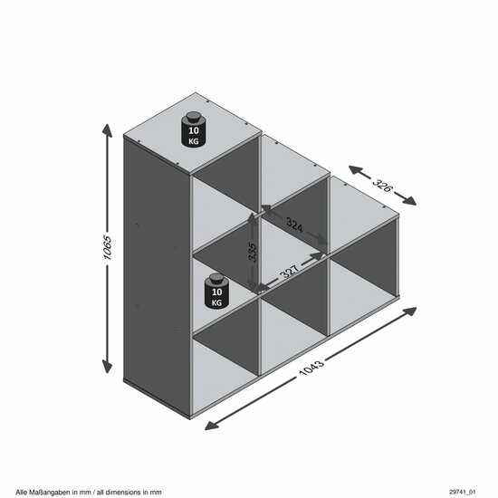 Fmd Kamerverdeler Met 6 Vakken 104,3X32,6X106,5 Cm Kleurig Zandeiken