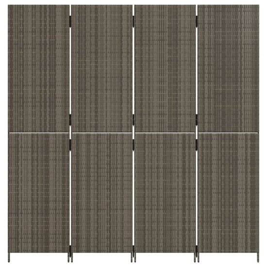 Kamerscherm 4 panelen poly rattan grijs