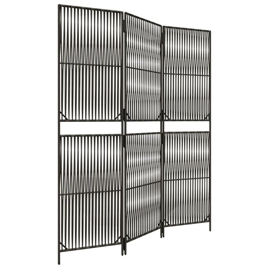 Kamerscherm 3 panelen poly rattan grijs