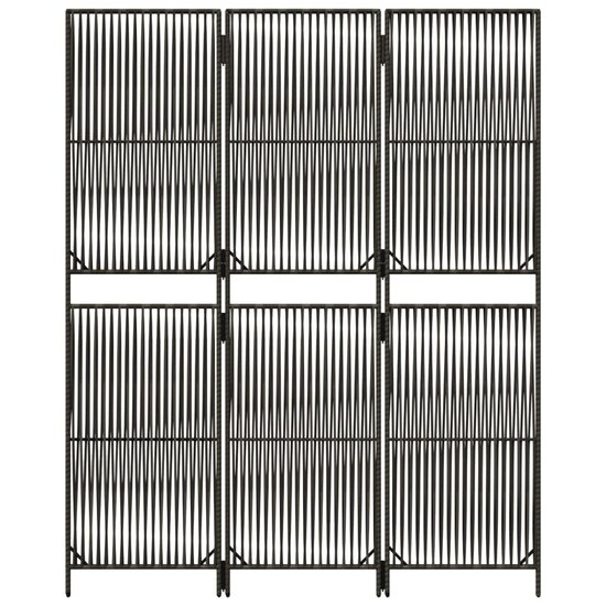 Kamerscherm 3 panelen poly rattan grijs