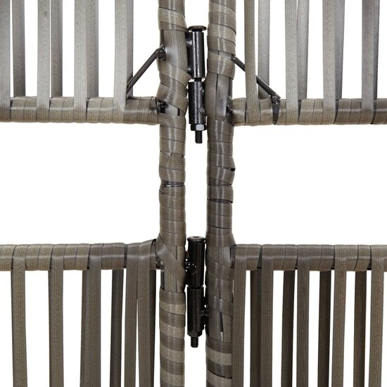 Kamerscherm 3 panelen poly rattan grijs