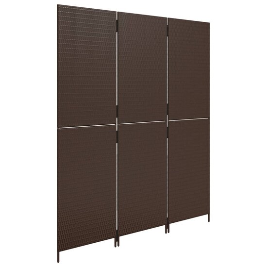 Kamerscherm 3 panelen poly rattan bruin
