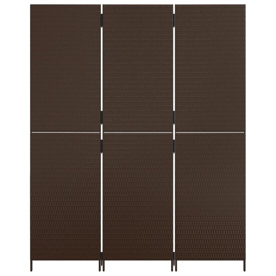 Kamerscherm 3 panelen poly rattan bruin