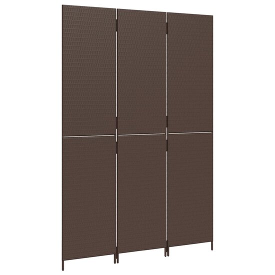 Kamerscherm 3 panelen poly rattan bruin