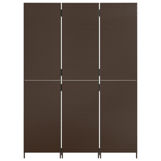 Kamerscherm 3 panelen poly rattan bruin