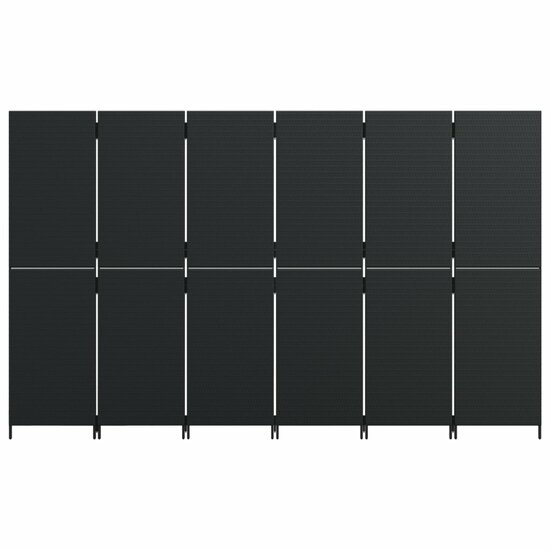 Kamerscherm 6 Panelen Poly Rattan Zwart 1 294 x 180 cm