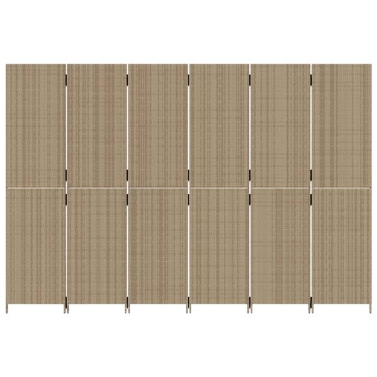 Kamerscherm 6 Panelen Poly Rattan Beige 1 294 x 200 cm