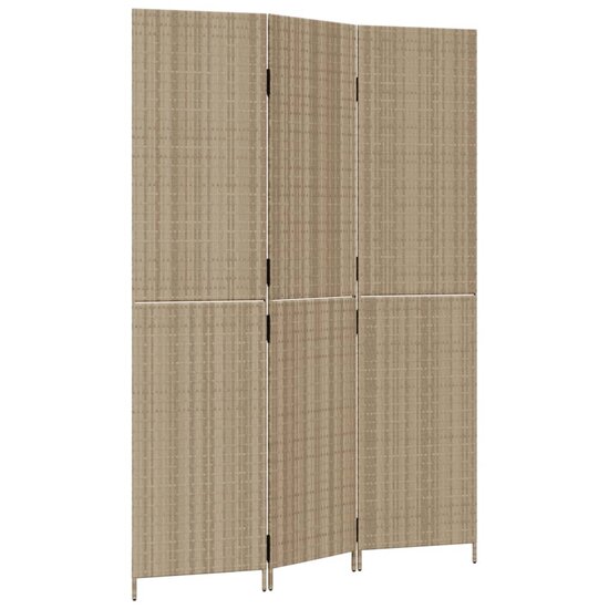 Kamerscherm 3 Panelen Poly Rattan Beige 1 147 x 200 cm