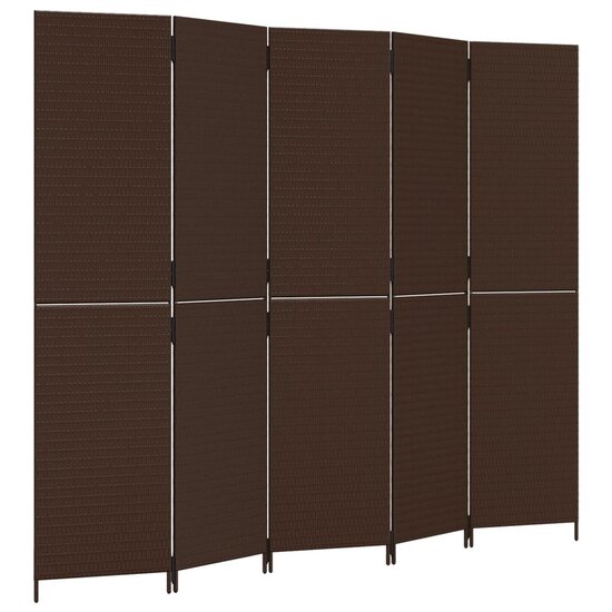 Kamerscherm 5 Panelen Poly Rattan Bruin 1 245 x 200 cm