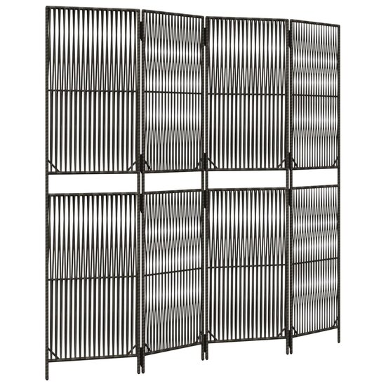 Kamerscherm 4 Panelen Poly Rattan Grijs 1 196 x 180 cm