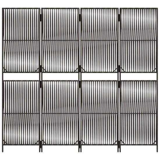 Kamerscherm 4 Panelen Poly Rattan Grijs 1 196 x 180 cm