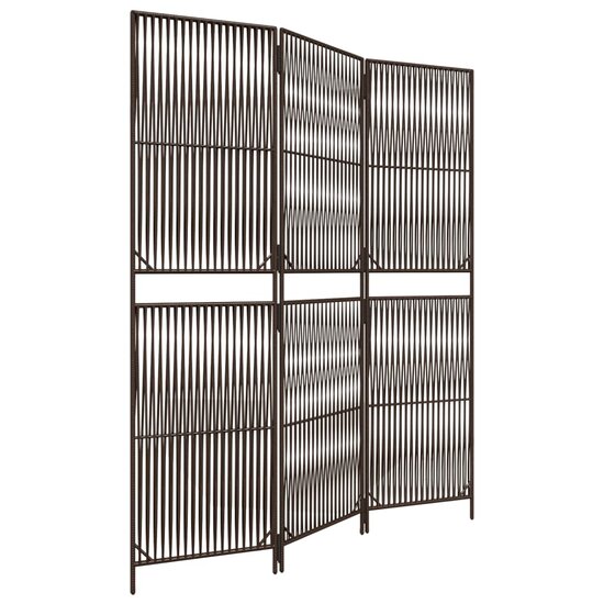 Kamerscherm 3 Panelen Poly Rattan Bruin 1 147 x 180 cm