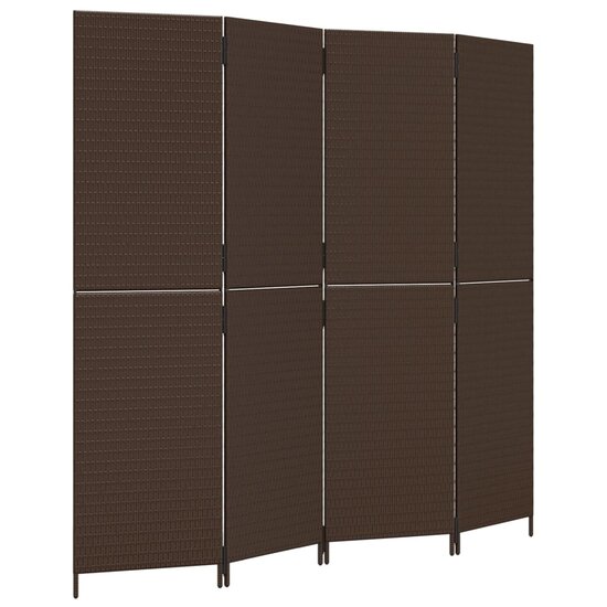 Kamerscherm 4 Panelen Poly Rattan Bruin 1 196 x 180 cm