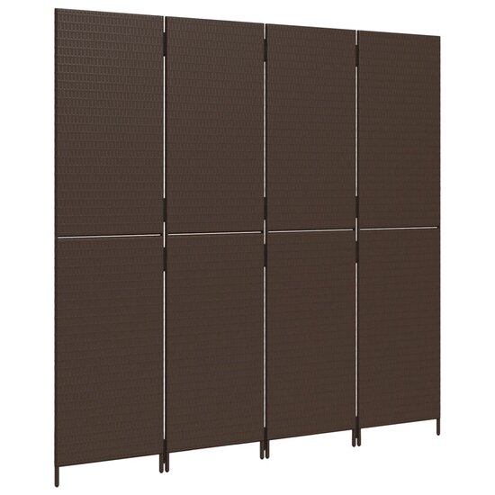Kamerscherm 4 Panelen Poly Rattan Bruin 1 196 x 180 cm