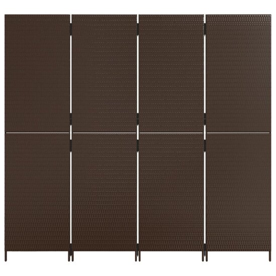 Kamerscherm 4 Panelen Poly Rattan Bruin 1 196 x 180 cm