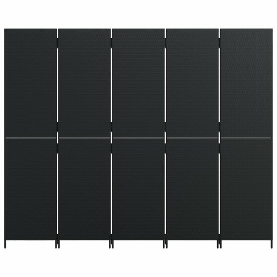 Kamerscherm 5 Panelen Poly Rattan Zwart 1 245 x 200 cm