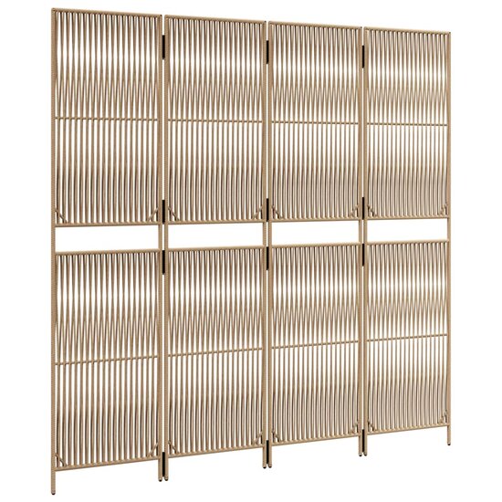 Kamerscherm 4 Panelen Poly Rattan Beige 1 196 x 180 cm