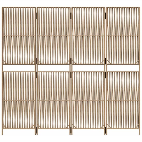 Kamerscherm 4 Panelen Poly Rattan Beige 1 196 x 180 cm