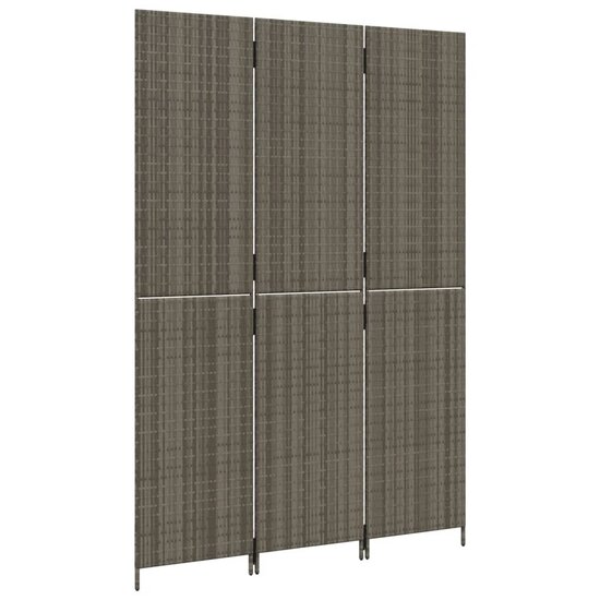 Kamerscherm 3 Panelen Poly Rattan Grijs 1 147 x 200 cm