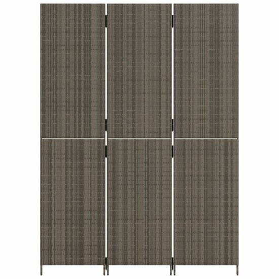 Kamerscherm 3 Panelen Poly Rattan Grijs 1 147 x 200 cm